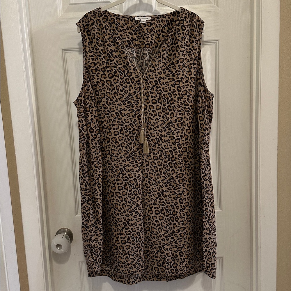 1X (14) Kayla Style Leopard Print Shift Dress 100% Viscose 🤎🖤🤎